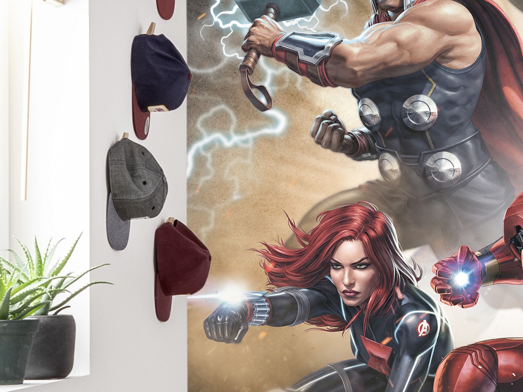 Komar Fototapete »Avengers Superpower« bedruckt glatt 200 x 250 cm (Breite x Höhe) - Tapete, Vlies, Wohnzimmer, Schlafzimmer