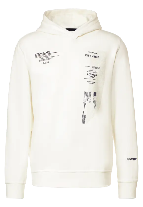 Kapuzenpullover mit Artwork - broken white