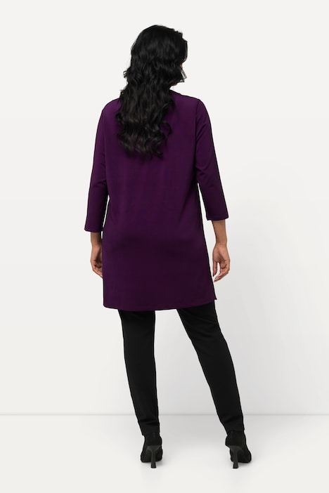 Slinkyshirt, Blüten, A-Linie, V-Ausschnitt, 3/4-Arm