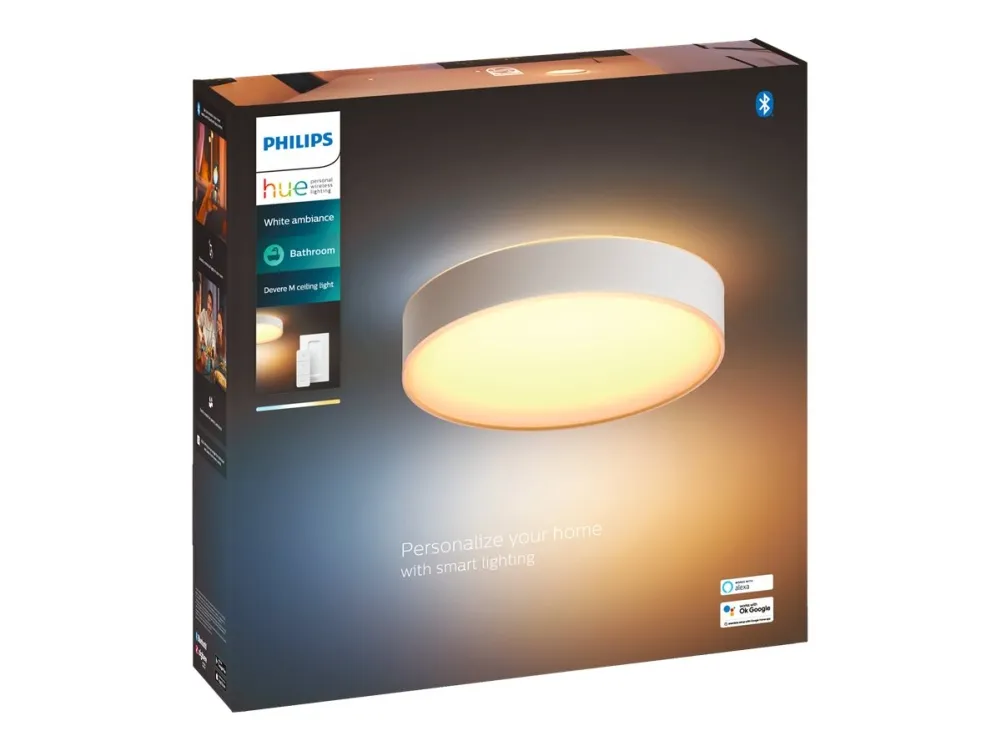 Philips Hue White ambiance Devere M - Loftslampe - LED - 19.2 W - klasse F - varmt til køligt hvidt lys - 2200-6500 K - hvid