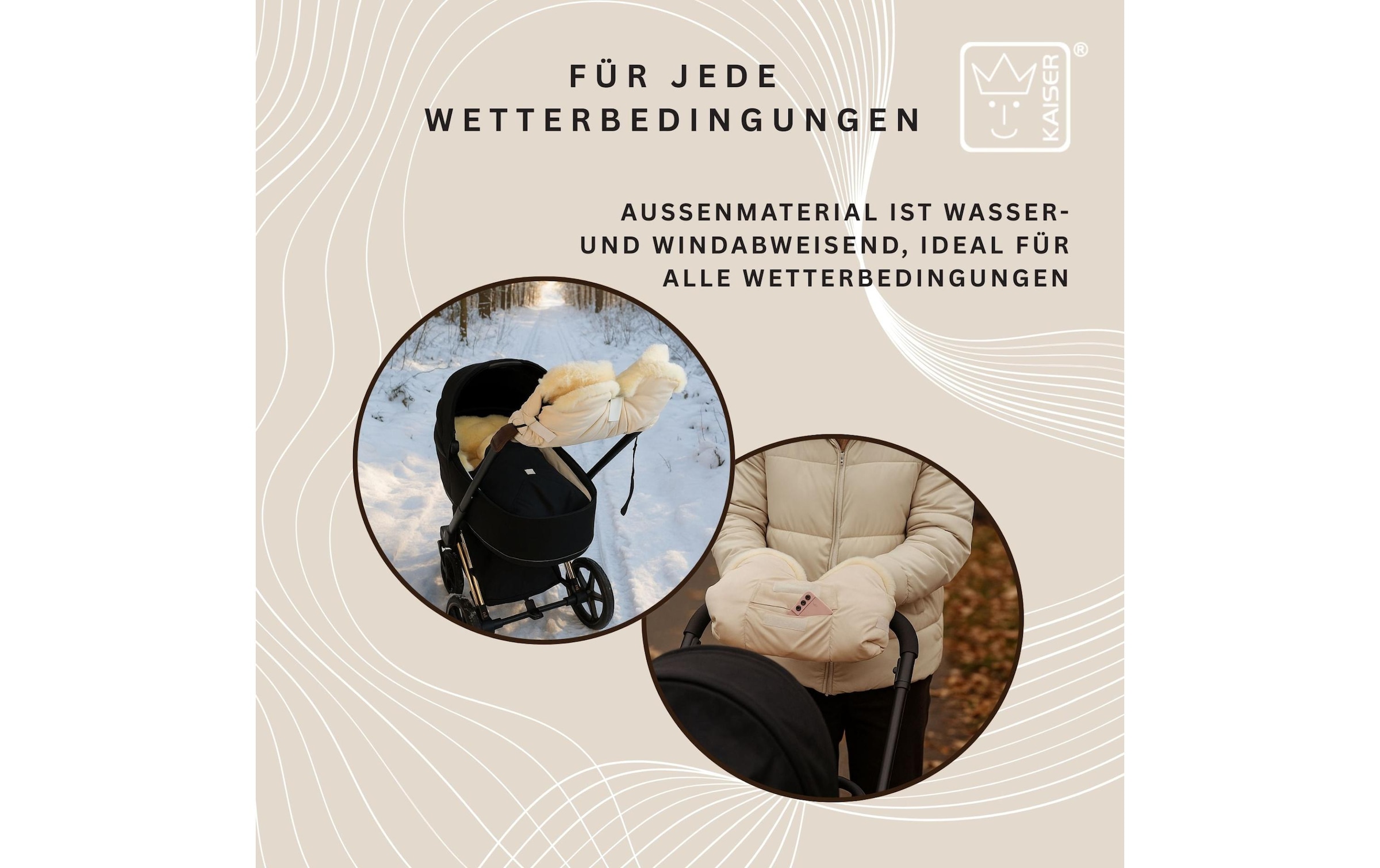 Kaiser Kinderwagen-Handwärmer »Lammfell Big Cream«