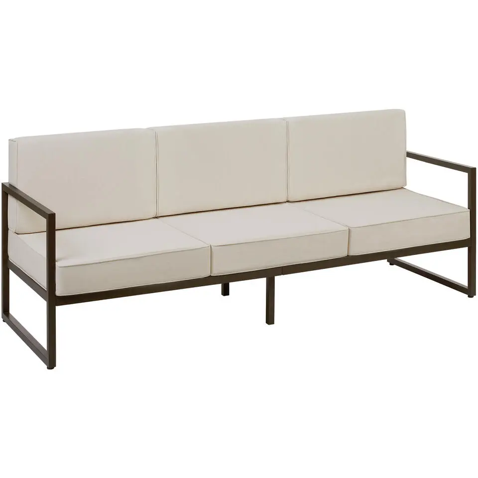 tectake - Tuin-loungebank Comosa, 3-zits, XXL kussens, Bruin / Beige