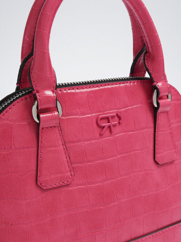 Bolsa transversal com estampa animal - Rosa