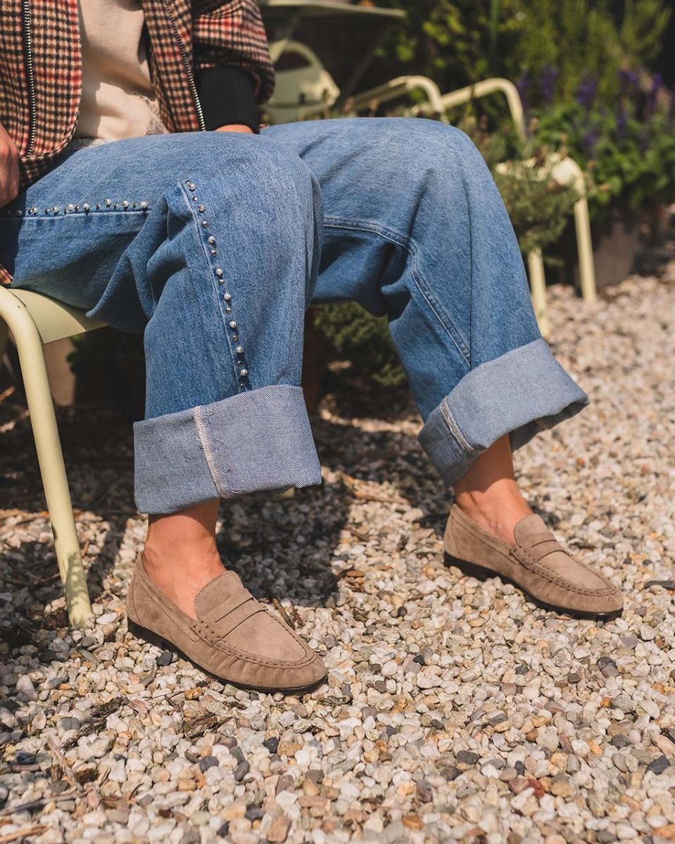 Posa Penny Loafer Wrinkle Taupe Damesloafers