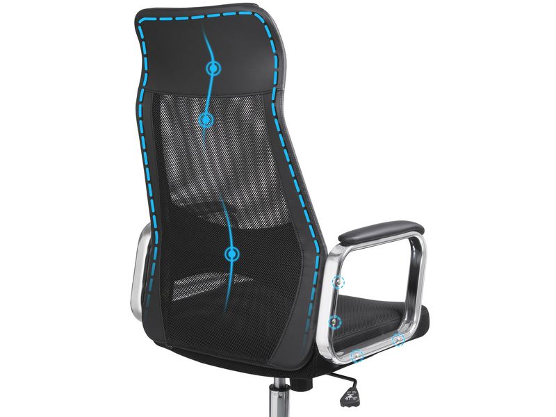 Songmics Bürostuhl mit atmungsaktiver Rückenlehne, Schwarz Ergonomischer Schreibtischstuhl