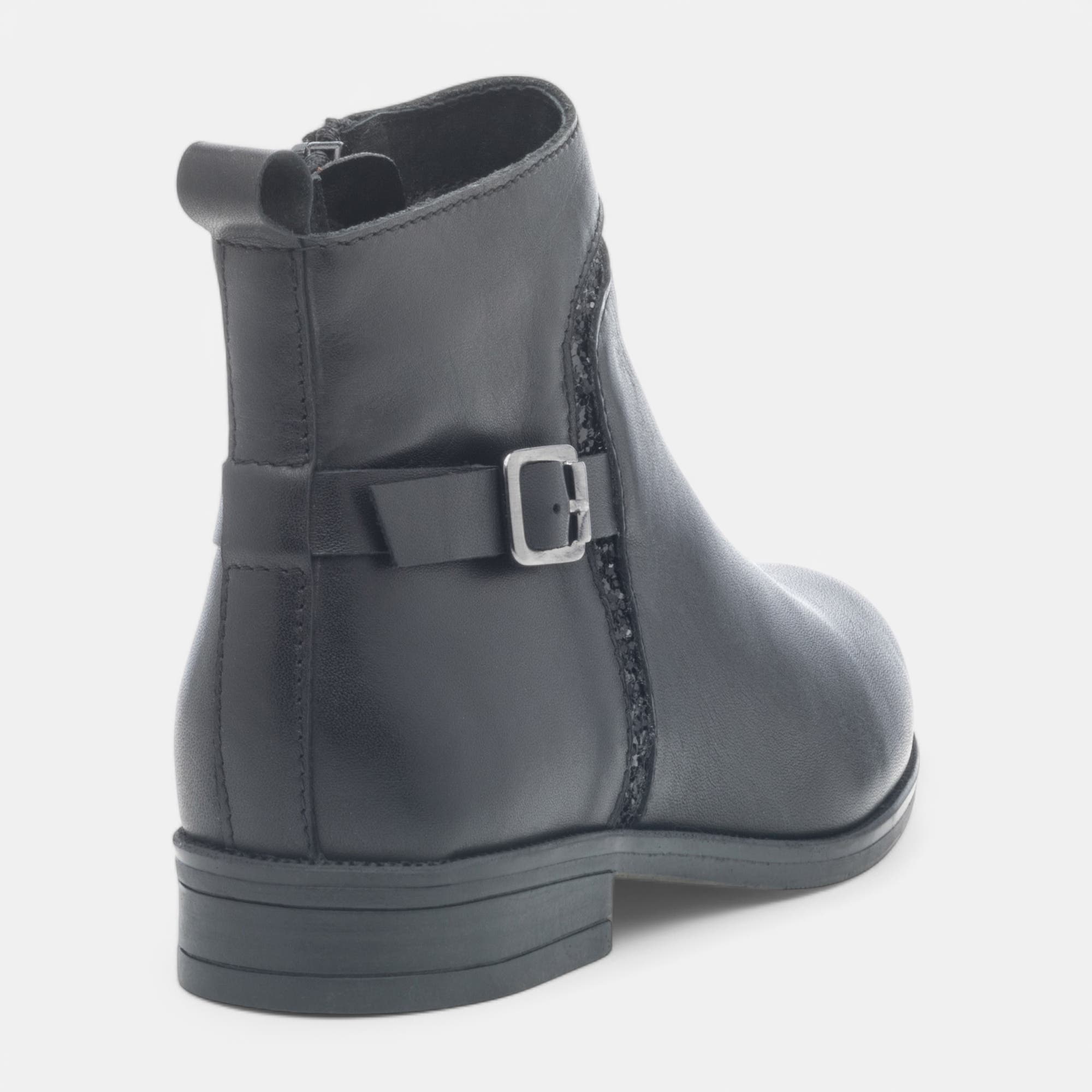 Bottines Fille en cuir noir