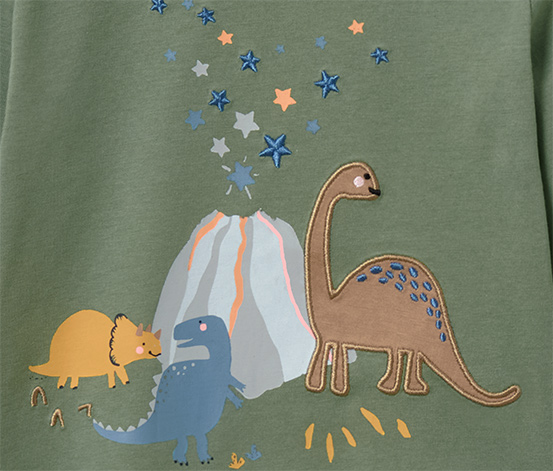 2 Kinder-Langarmshirts, Dino