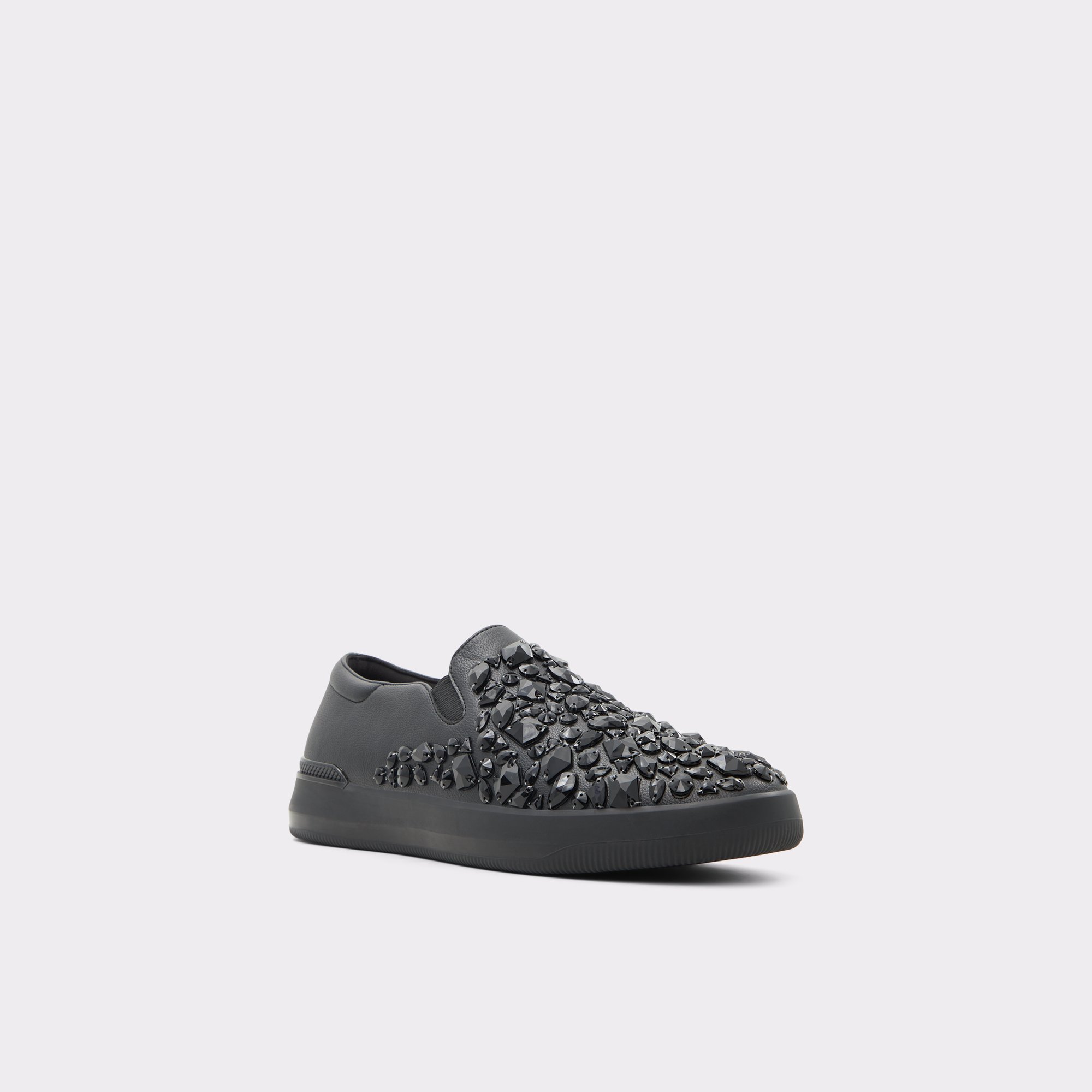 Reo Black Synthetic Shiny Men Slip-ons