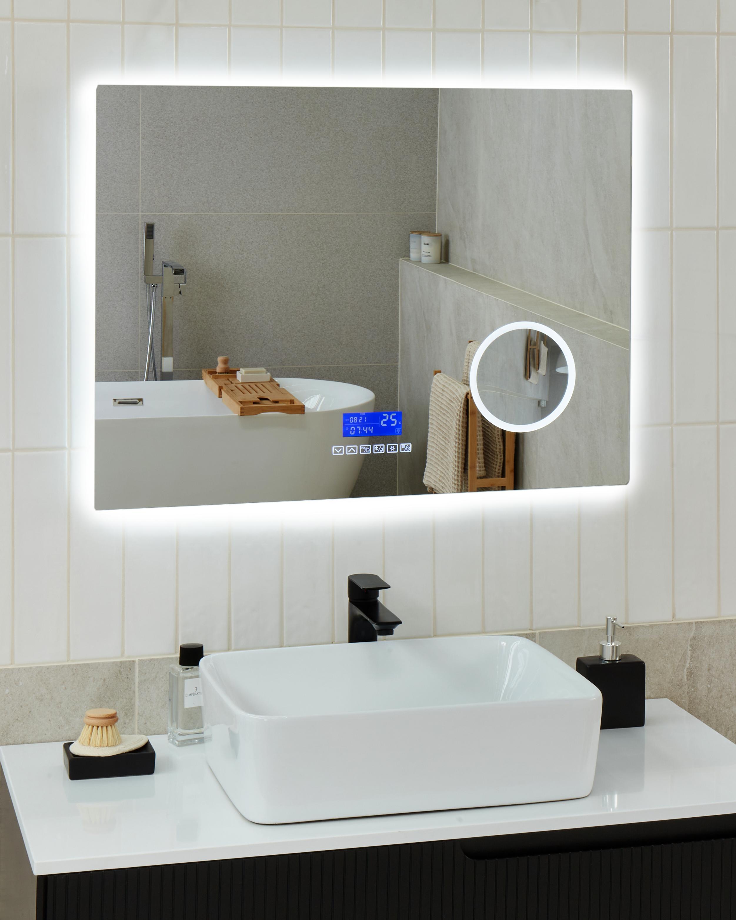 LED badkamerspiegel MONTARON 80 cm 60 cm Zilver