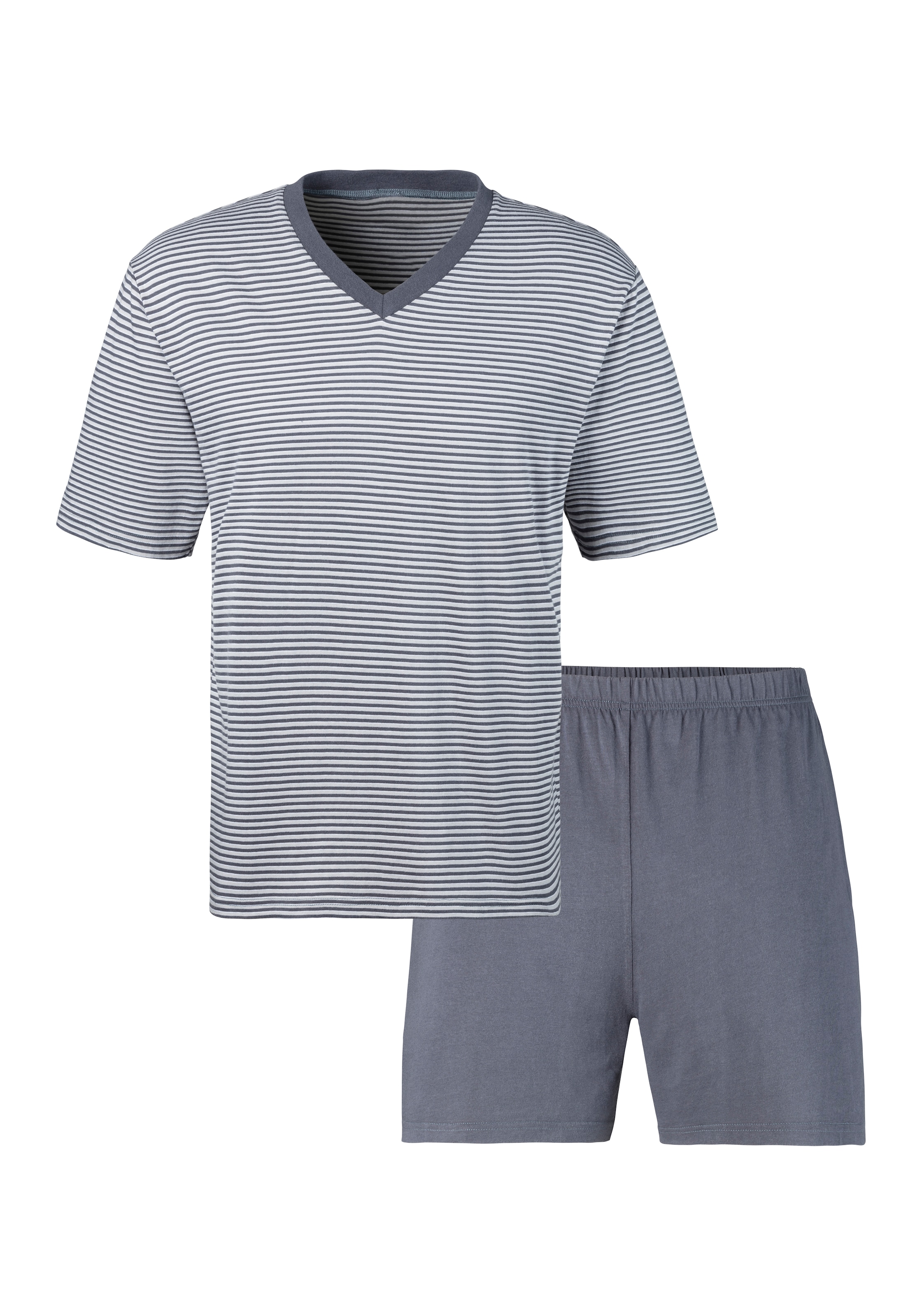le jogger® Pyjama Packung, 2 Stück, 4 tlg. Schlafanzug mit garngefärbtem Streifen