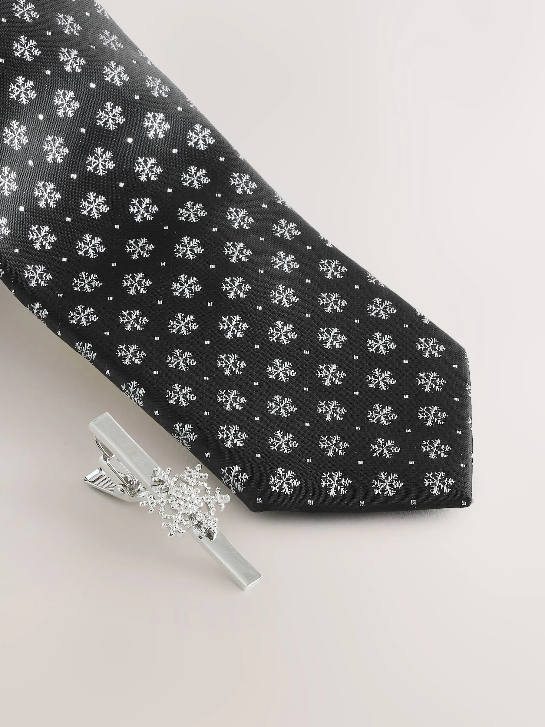 Zwart - Stropdas met kerstpatroon
