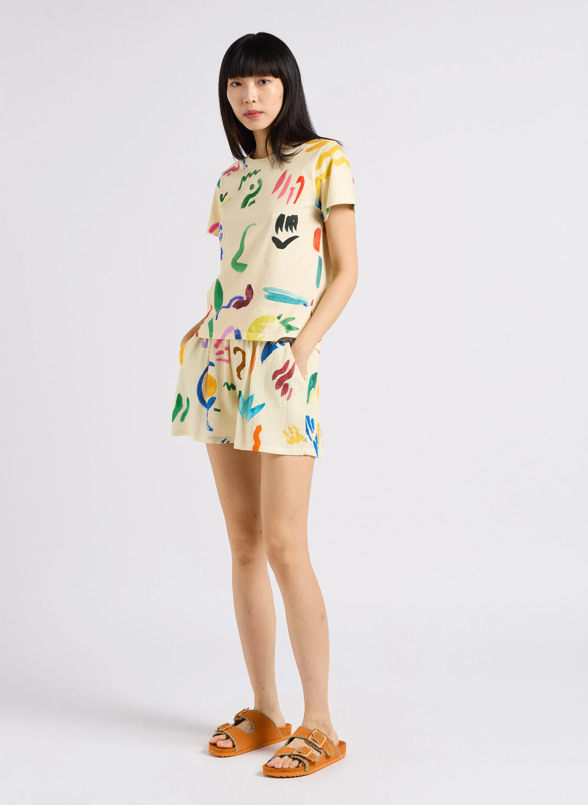 PRELUDE EN DO - Short imprimé en gaze de coton| Multicolore