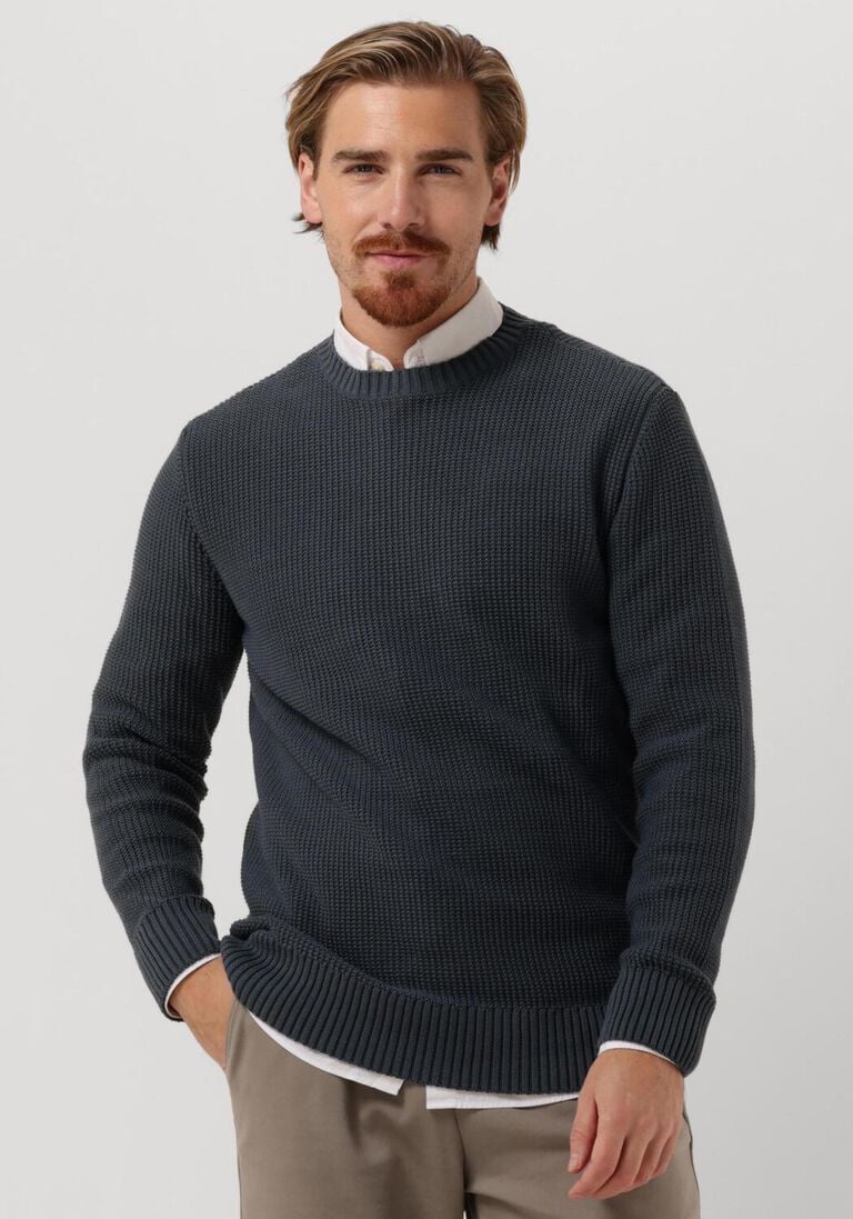 PUREWHITE blauwe purewhite trui structured crewneck knit