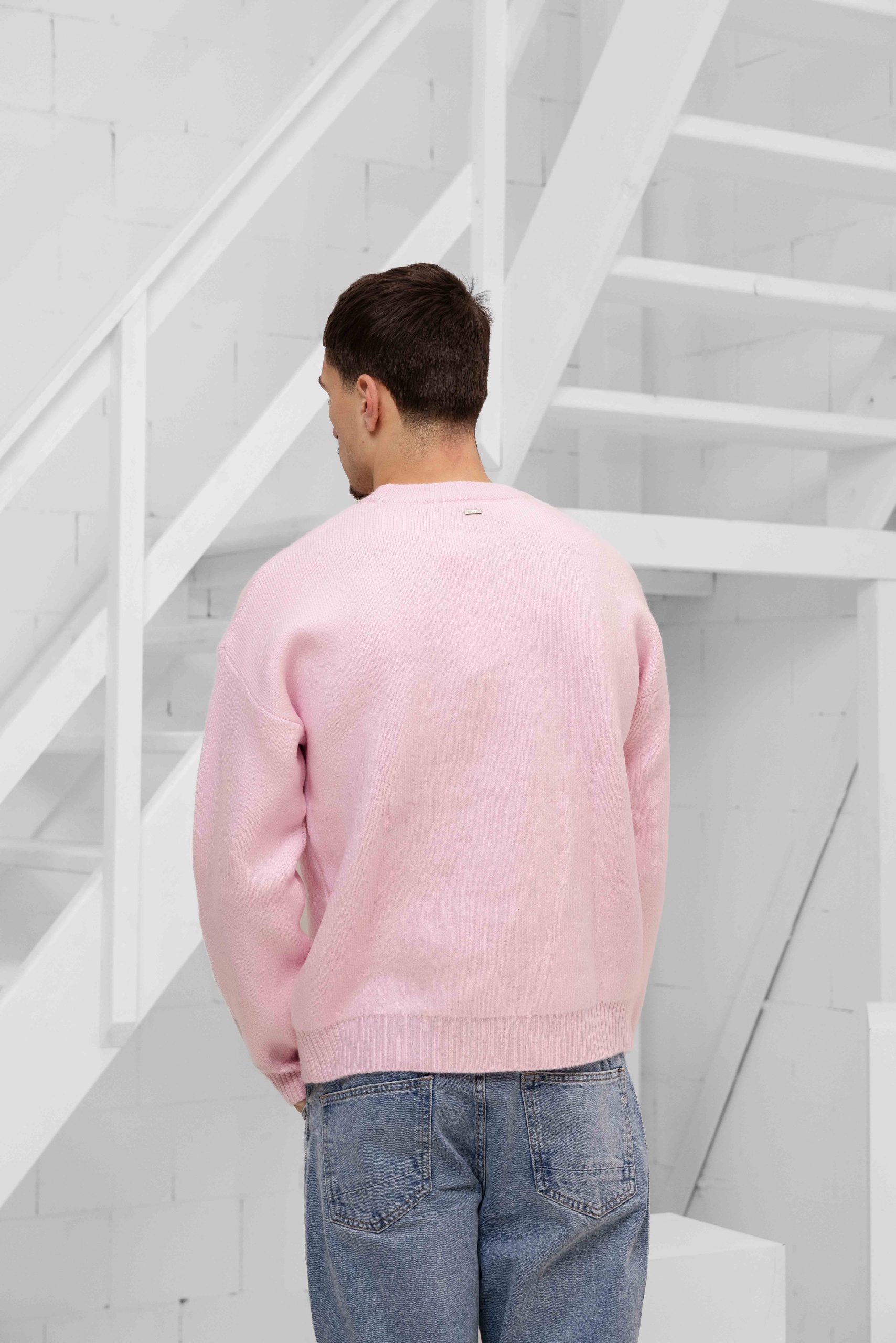 Croyez Etiquette Knit Sweater Heren Roze