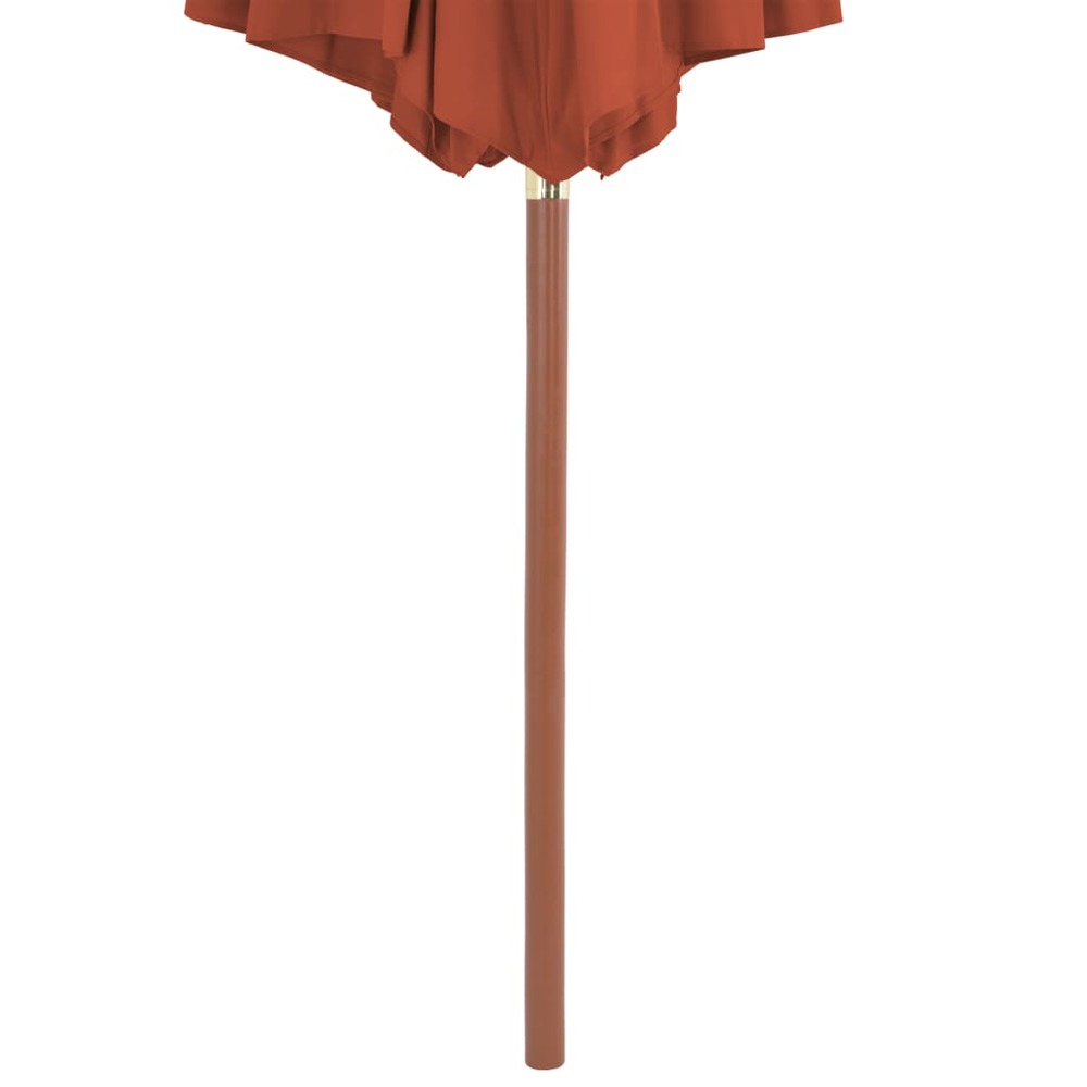 Parasol d'extérieur avec mât en bois 300 cm terre cuite