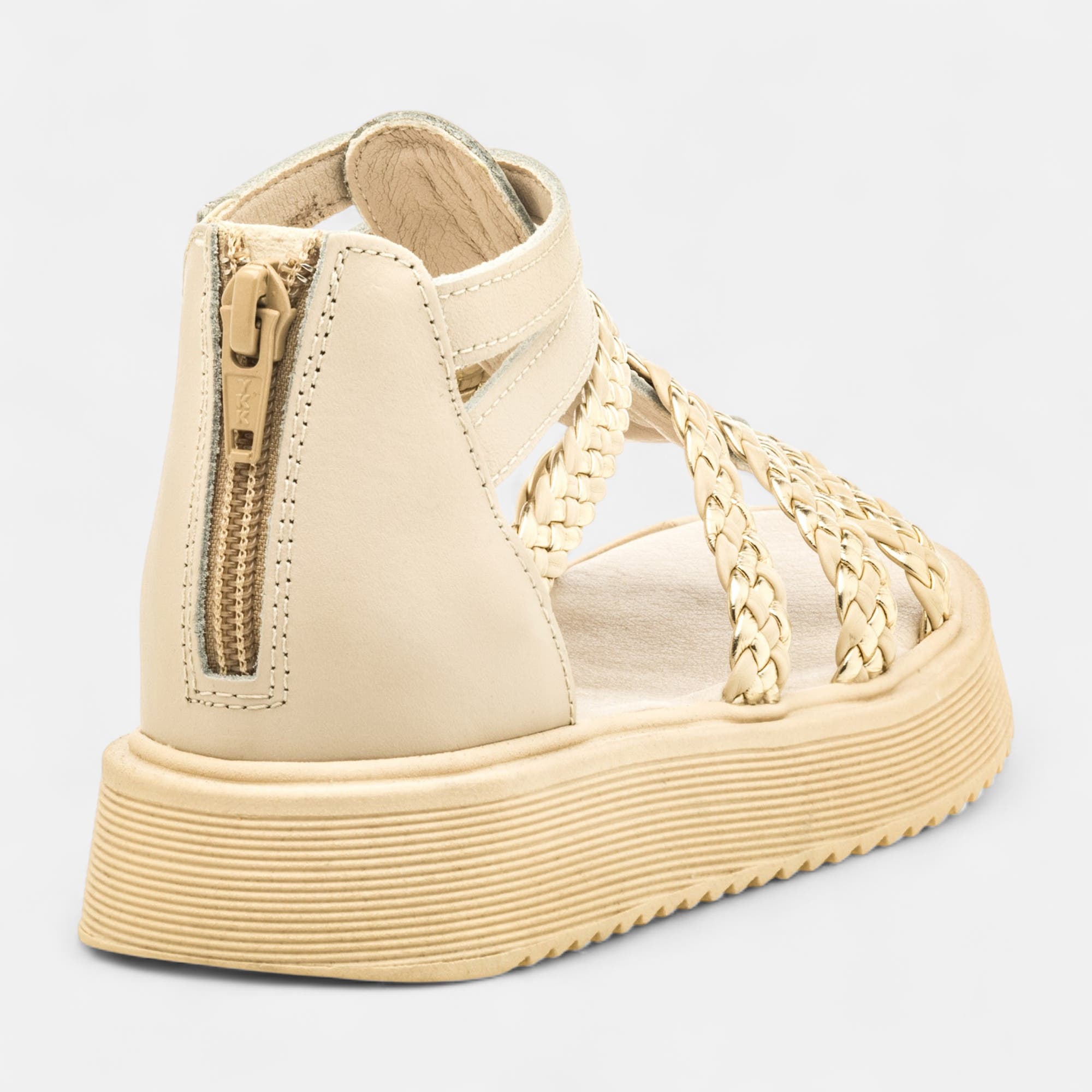 Sandales Fille en cuir beige