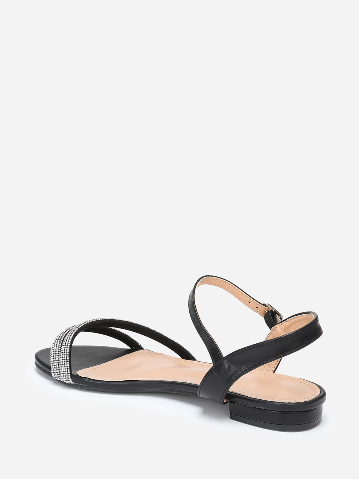 Sandales à brides en strass grandes tailles- Noir