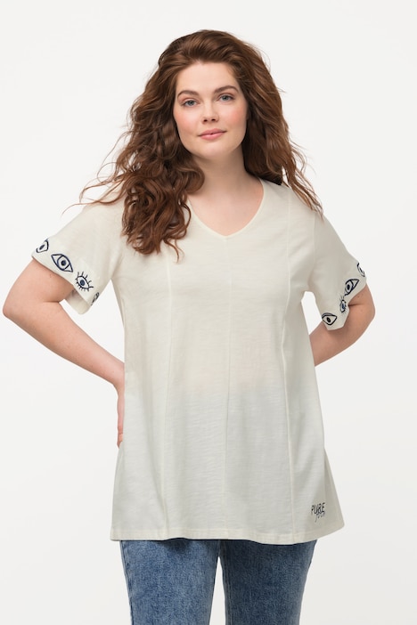 T-Shirt, Augen, V-Ausschnitt, Halbarm, Biobaumwolle
