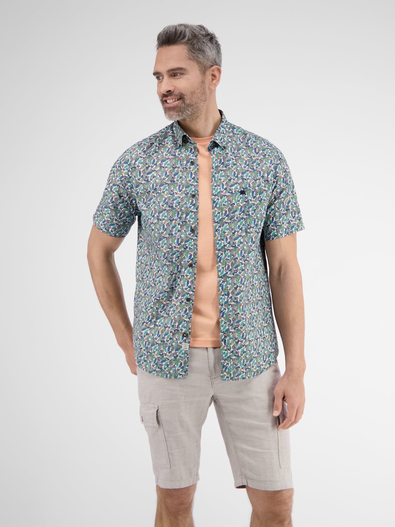 Halbarmhemd mit floralem Print