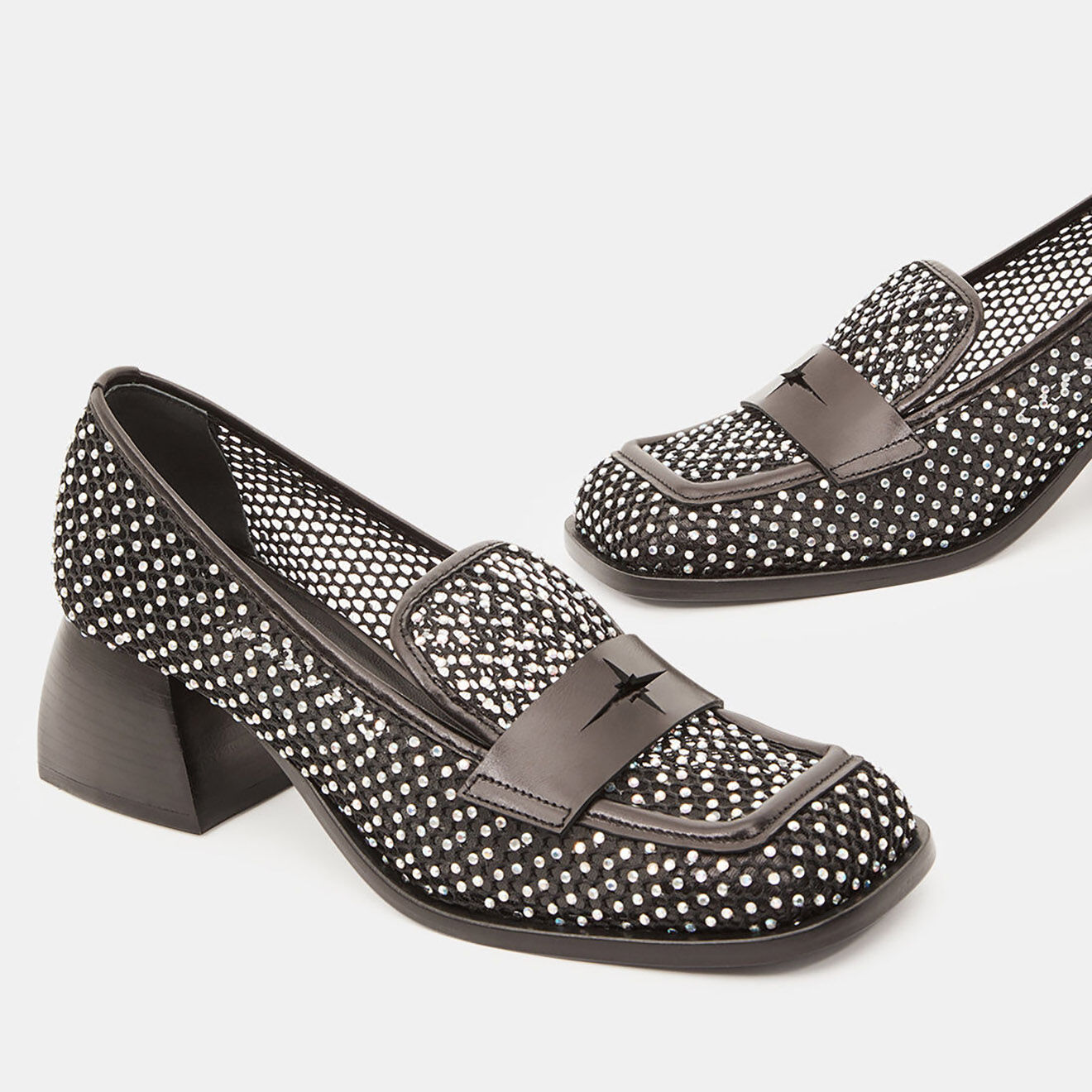 Nodaleto Mocassins à Cristaux Cindy noirs - Talon 5.5 cm