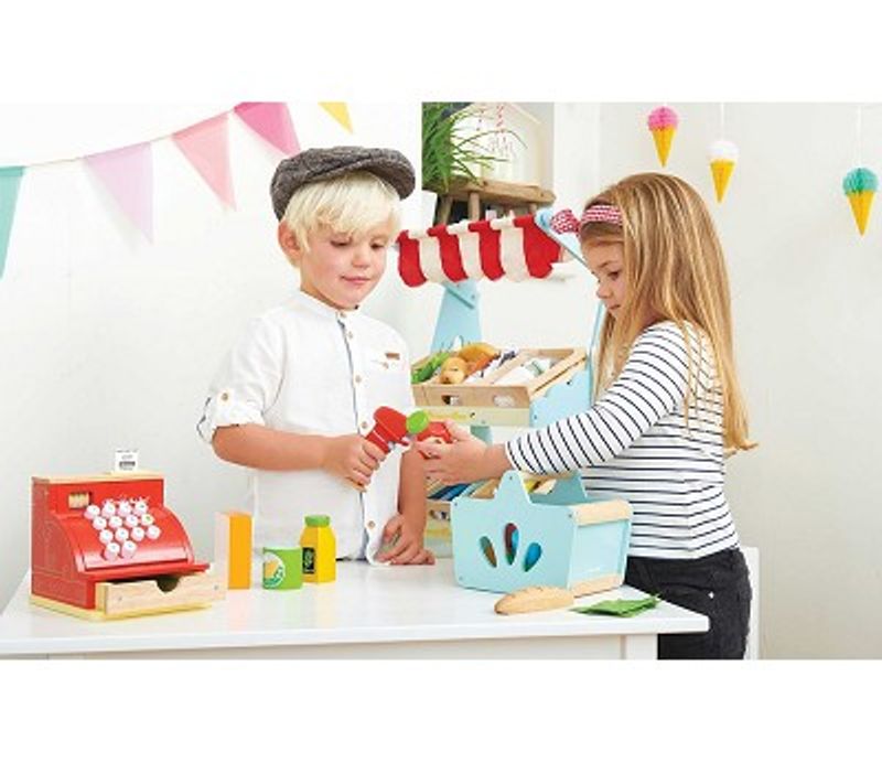 Le Toy Van Handlekurv med Varer og Skanner i tre