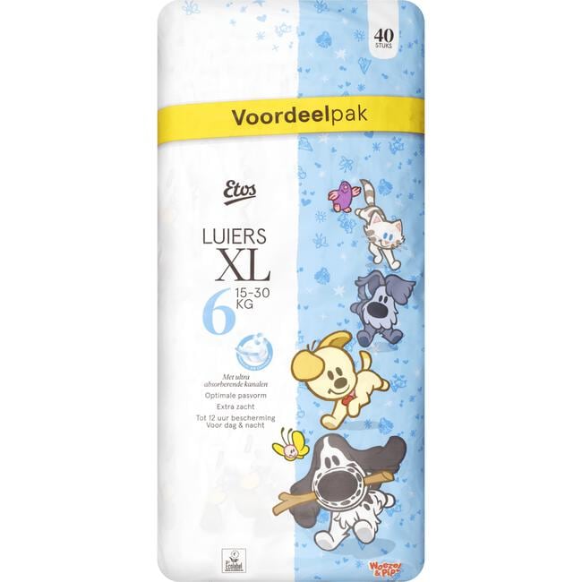 Etos Woezel & Pip Luiers Extra Large Voordeelpak Maat 6 16-30 kg40 stuks