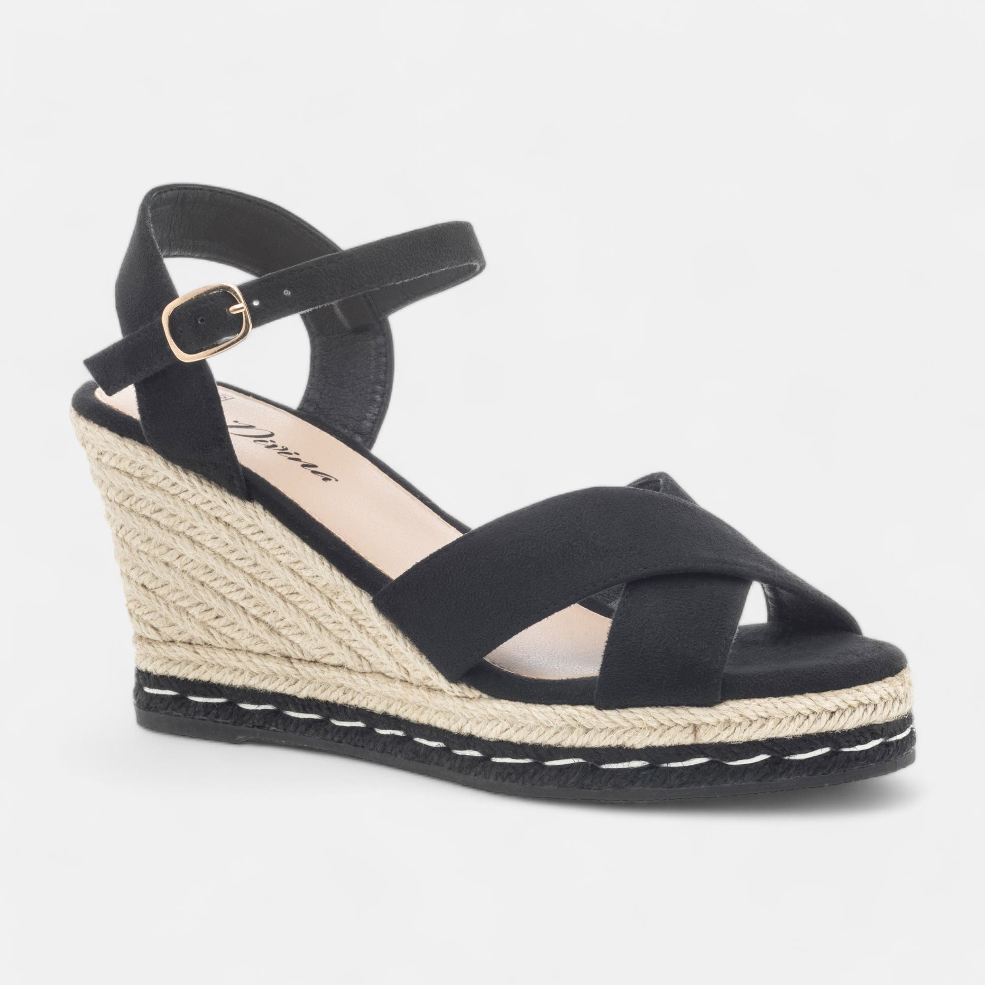 Espadrilles à talon compensé Femme noir