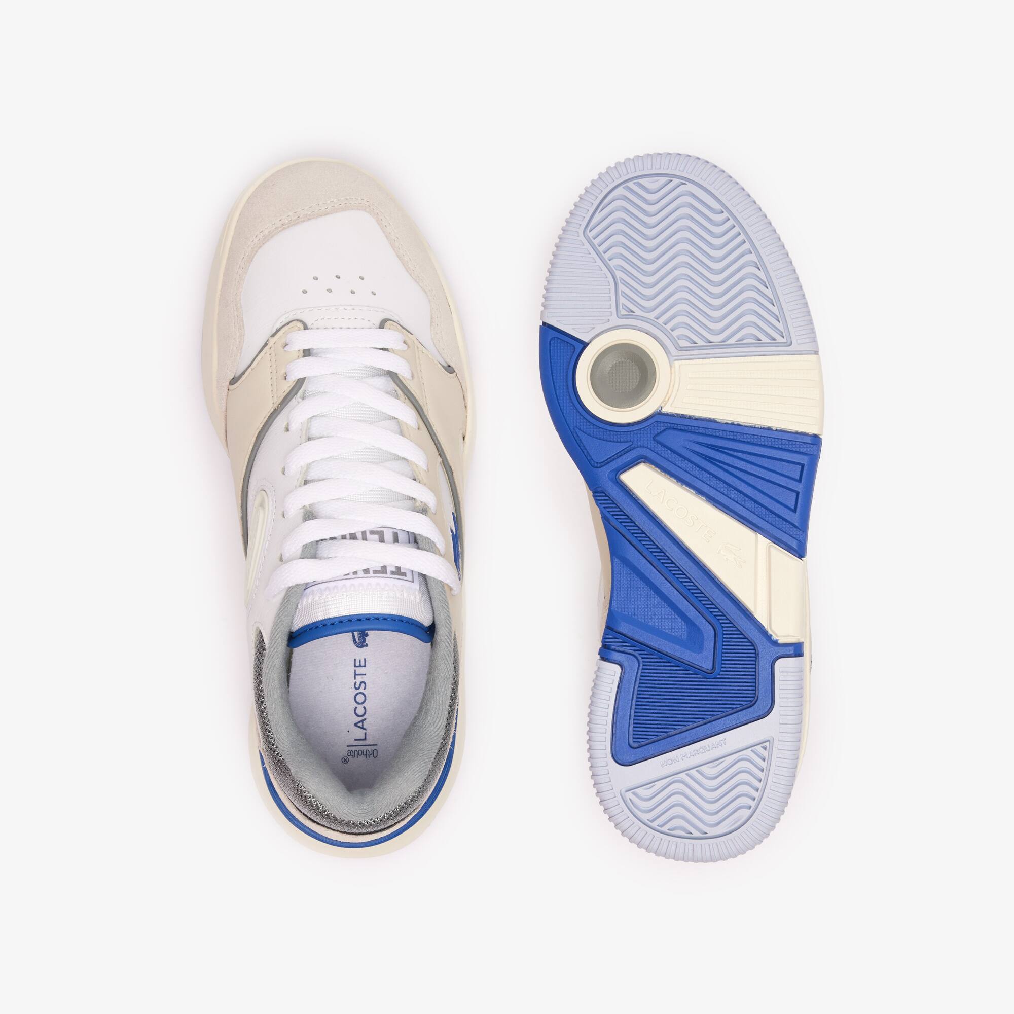 Damen-Sneaker Lineset aus Leder mit Kontrast-Schuhkragen Sneakers - Blau - Lacoste - Damen
