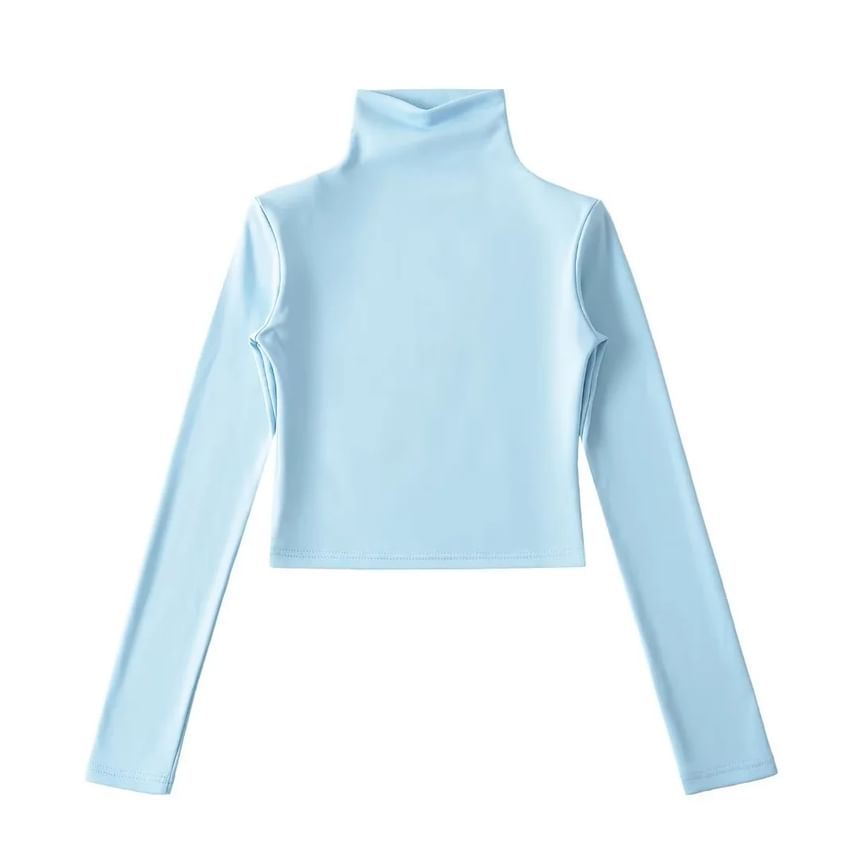 Asiris - T-shirt met lange mouwen en coltrui, effen en cropped