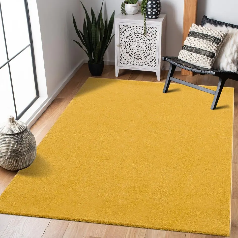 Uni Effen Laagpolig Vloerkleed Modern Geel - 120x170 CM