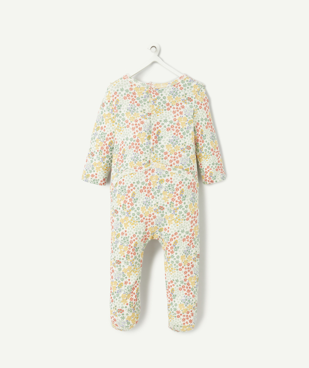 dors-bien bébé en coton bio imprimé fleurs et col à volants