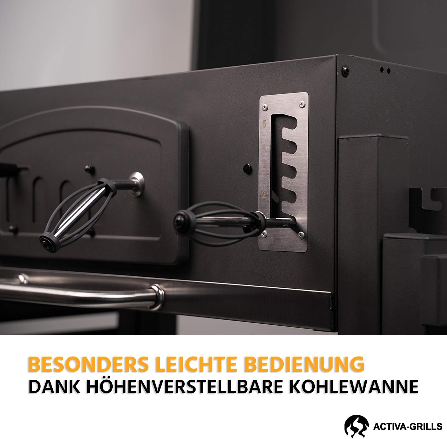 ACTIVA Holzkohlegrill Angulatus I Holzkohlegrill mit Deckel, verstellbarer Kohlewanne & Thermometer I Grillwagen für ein gelungenes Barbecue