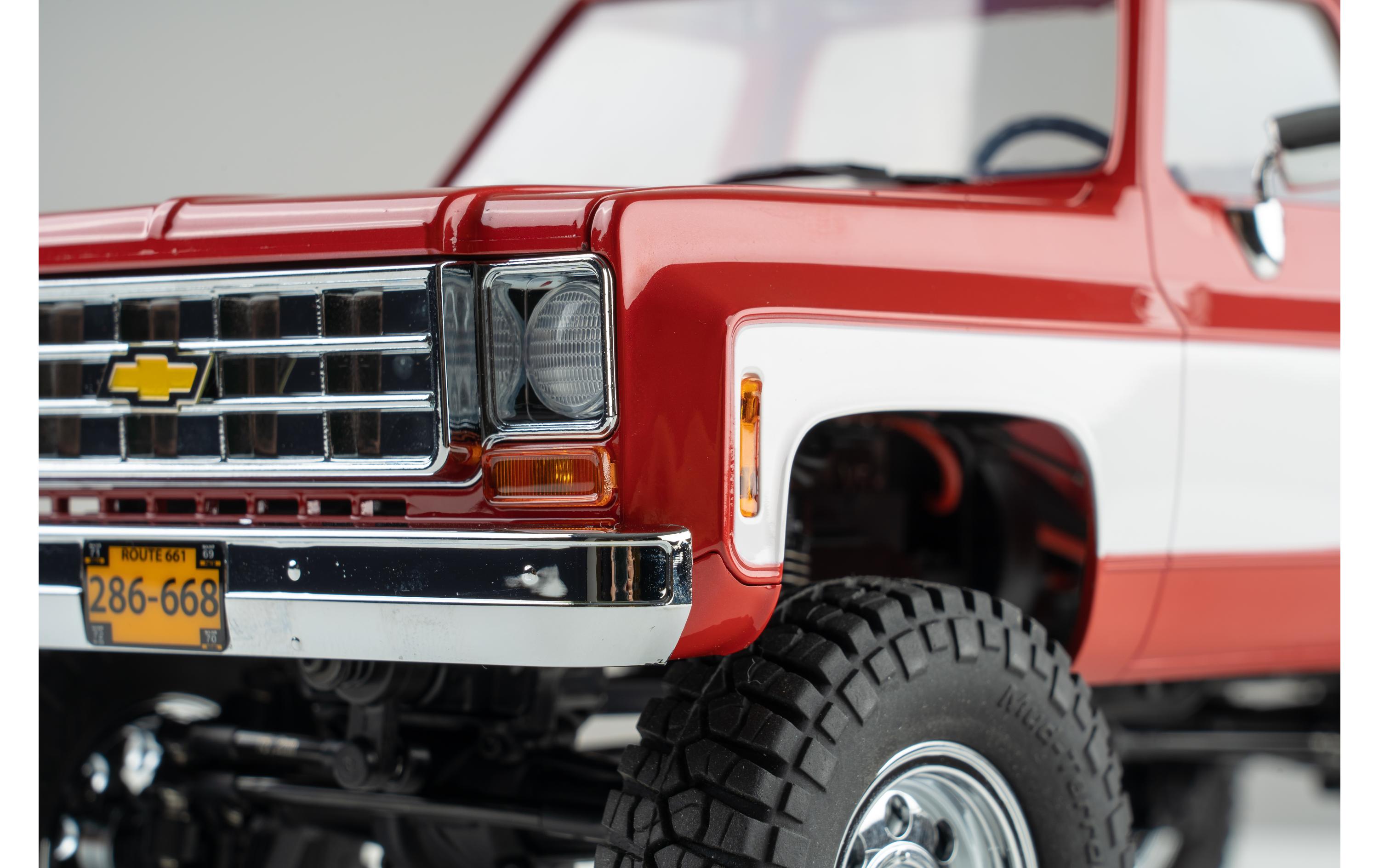 Scale Crawler FCX18 Chevrolet K10 Rot, RTR, 1:18<br>Mini Rock Crawler mit detaillierter Chevy K10 Pick-Up Karosserie und 2-Gang Getriebe