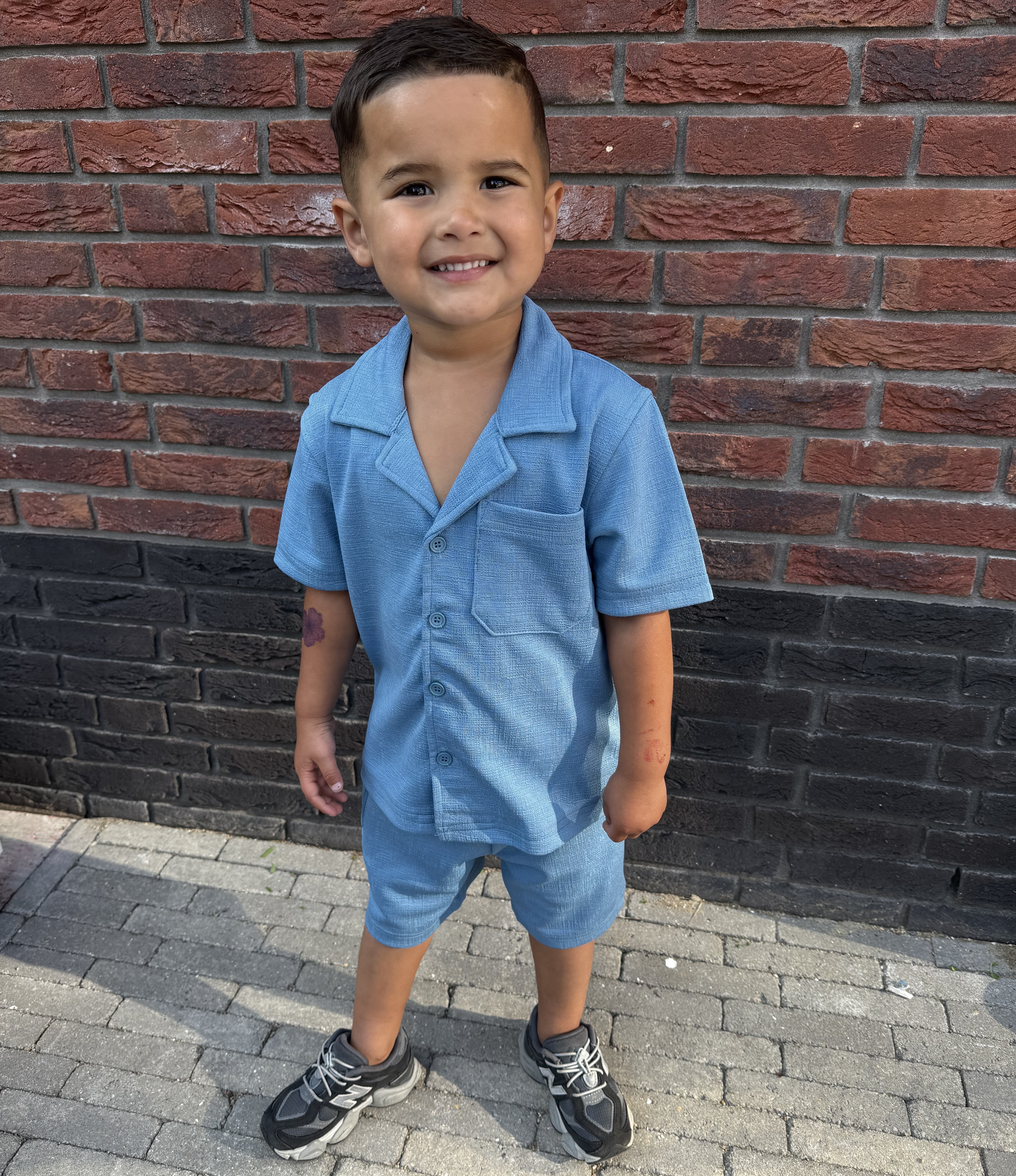 Trendy Blauwe Jongens Zomerset – Shirt & Korte Broek