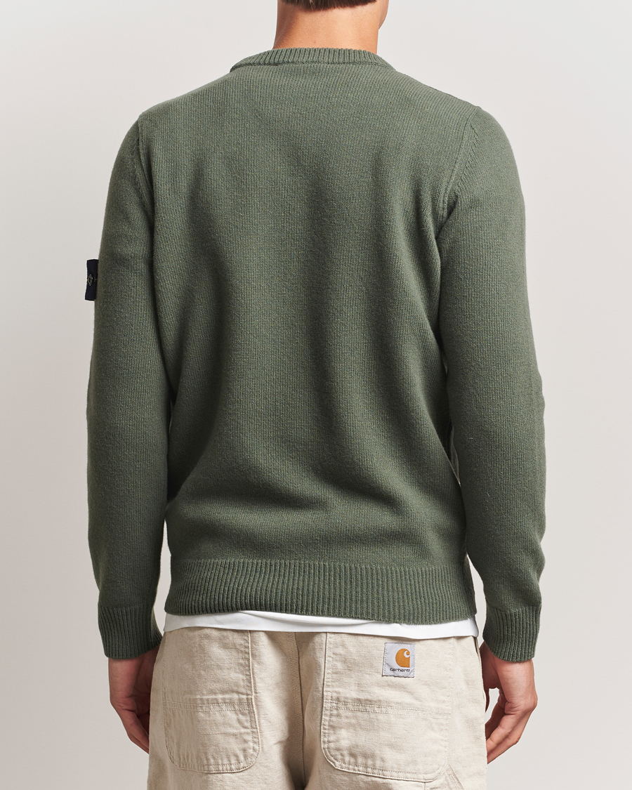 Stone Island Knitted Lambswool Crew Neck Military Green