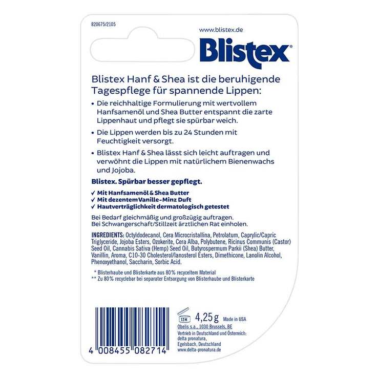 Blistex Hanf & Shea Stift, 4.25 g