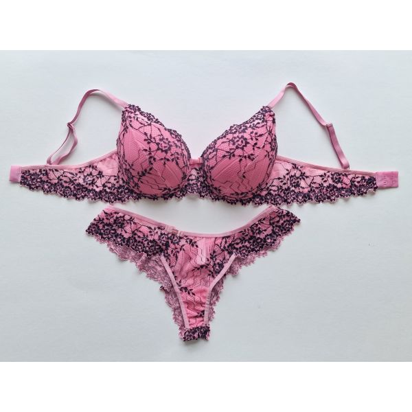 Donna Chic Conjunto com Bojo Rosa com Preto XL