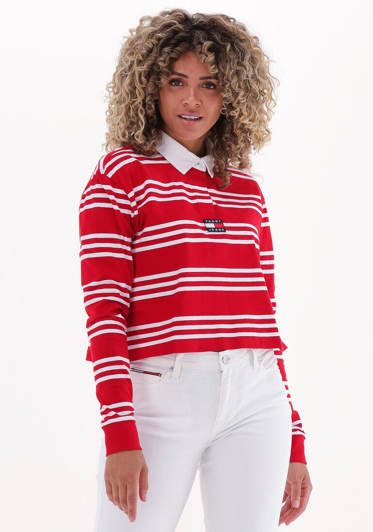 TOMMY JEANS rode tommy jeans  tjw bxy crop badge stripes polo