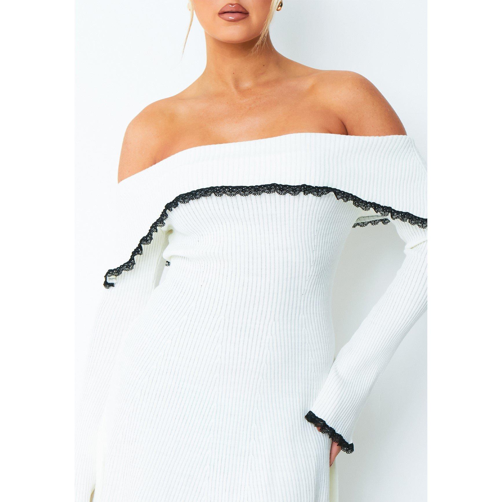 Missy Empire Lace Trim Fold Over Mini Dress