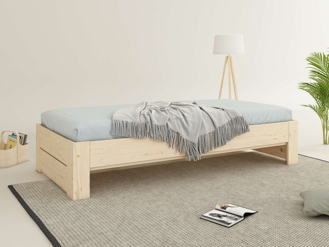 Home affaire Massivholzbett »Imme, ausziehbar 90cm-180cm, ideal für Schlafbesuch, mit Lattenrost« Liegefläche 2x 90x200cm,  Massive Kiefer, Schubkasten optional, Belastbarkeit 180 KG
