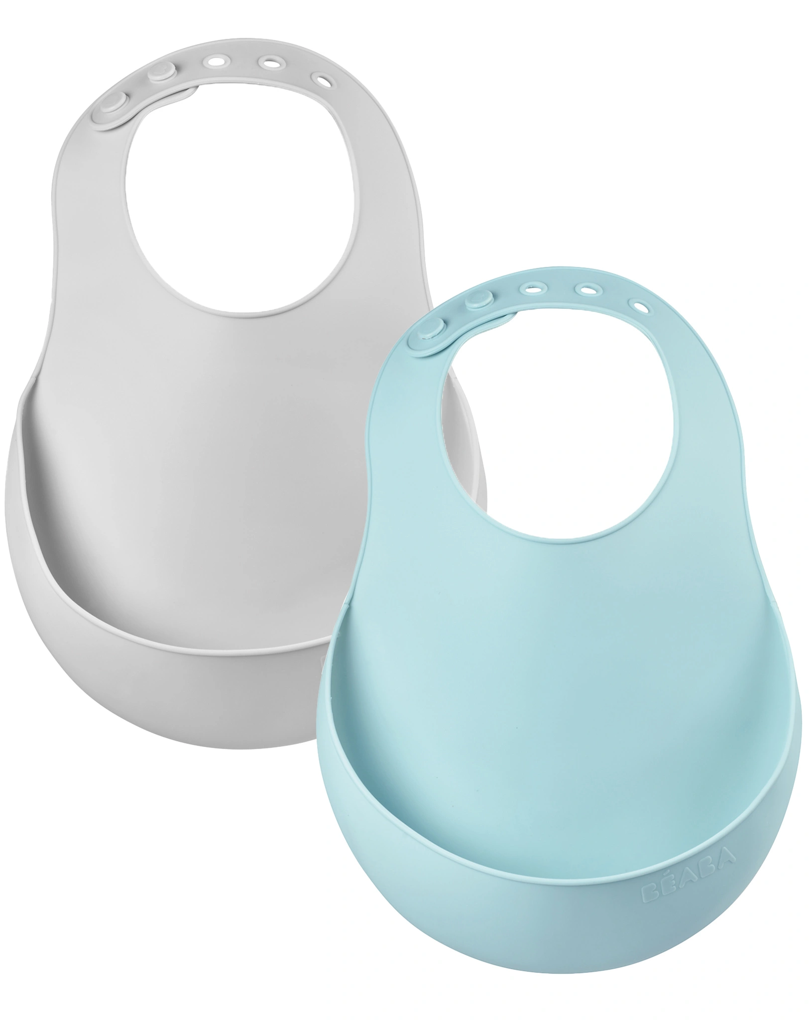 Silikon-Lätzchen LITTLE CRUMP mit Auffangschale 2er-Set in blue/grey/rose