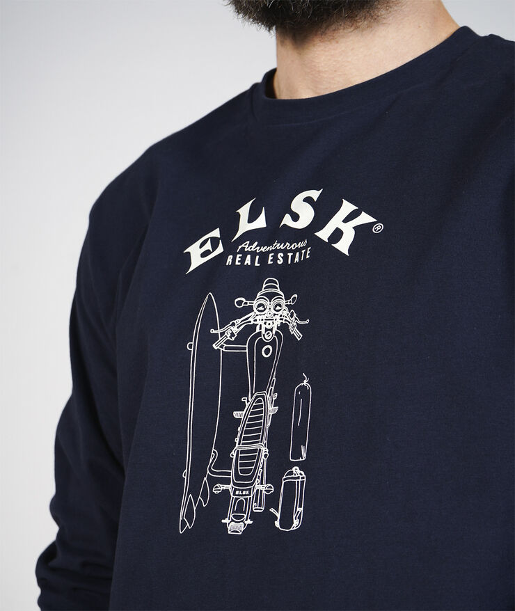 ELSK SINGLE ESTATE MEN'S BRUSHED LS T-SHIRT 100 dark navy