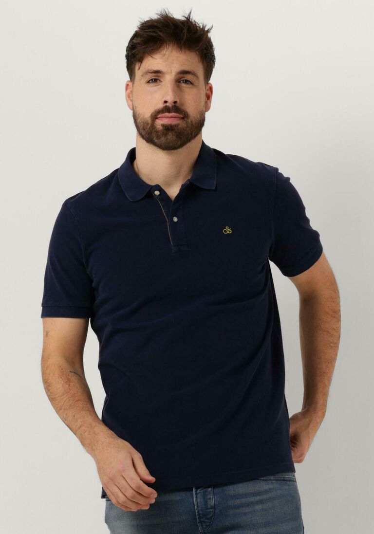 SCOTCH & SODA donkerblauwe scotch & soda polo garment dye organic cotton pique polo