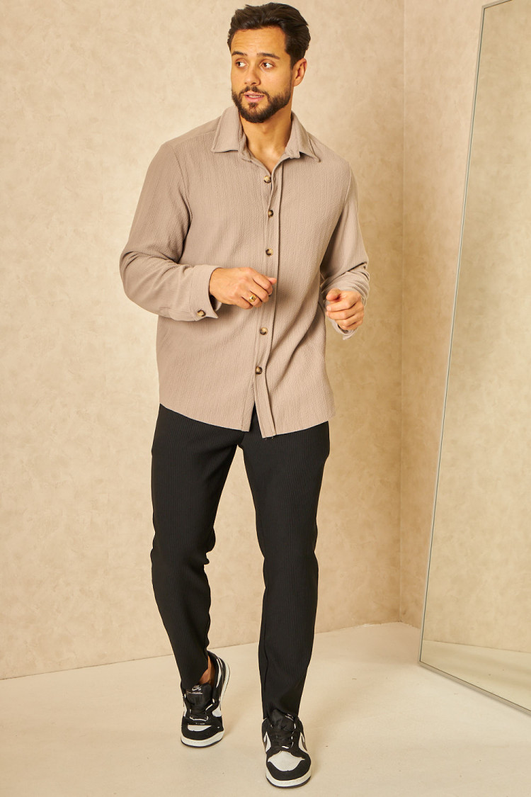 Chemise fluide épaisse texturée beige