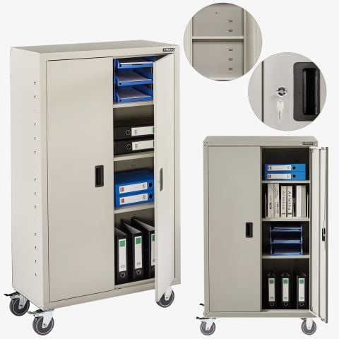 Aktenschrank_Garagenschrank 155 x 90 x 40 cm mit Rollen