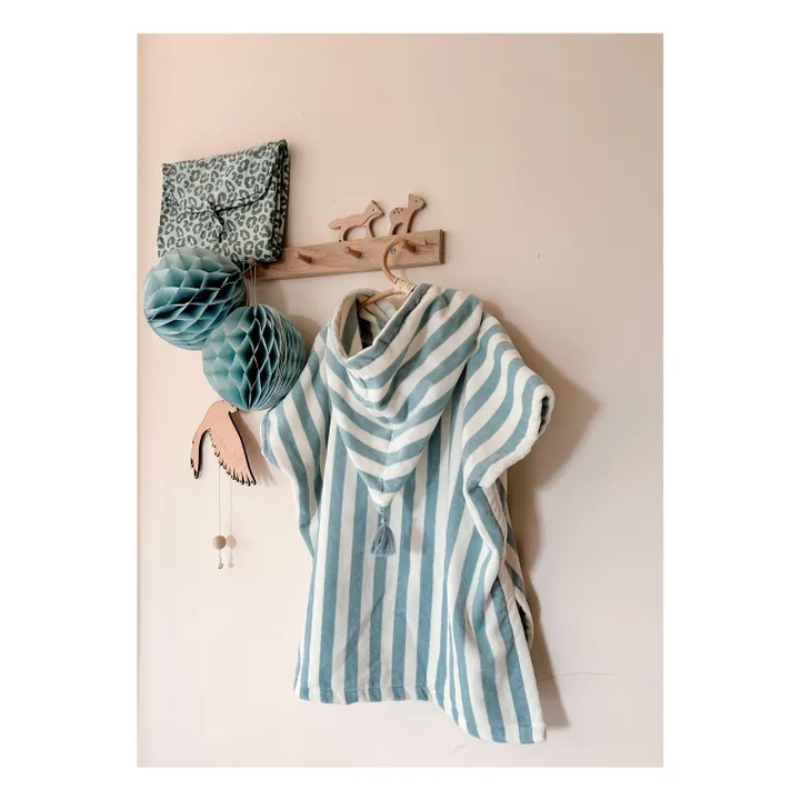 Rose in April Poncho de bain Suzon rayé | Bleu ciel