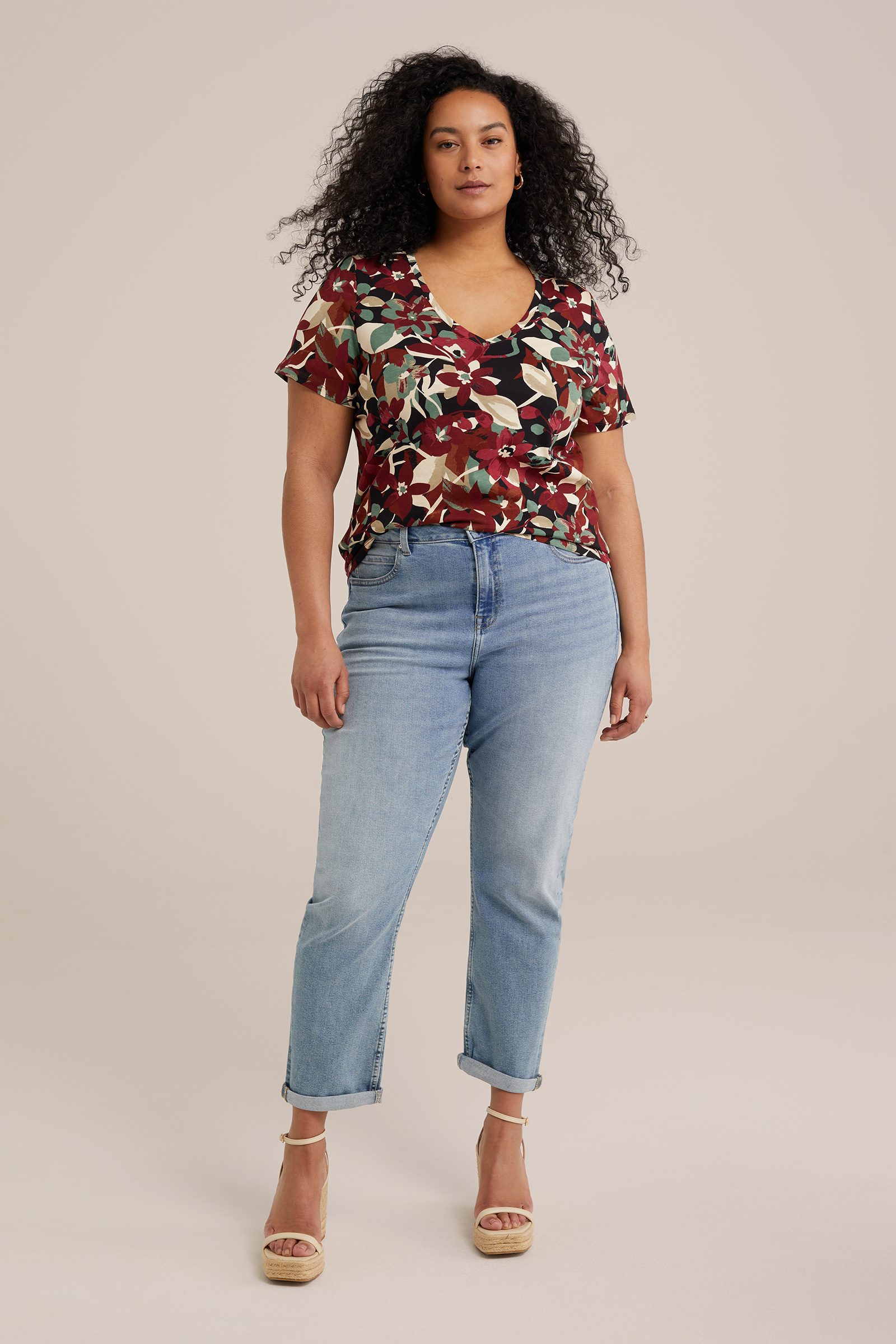 T-shirt met dessin - Curve WE Fashion Multikleur