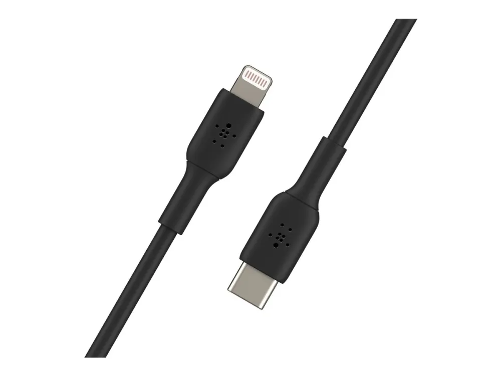 Belkin BoostCharge - Lightning-kabel - 24 pin USB-C han til Lightning han - 1 m - sort - USB Power Delivery (18 W)