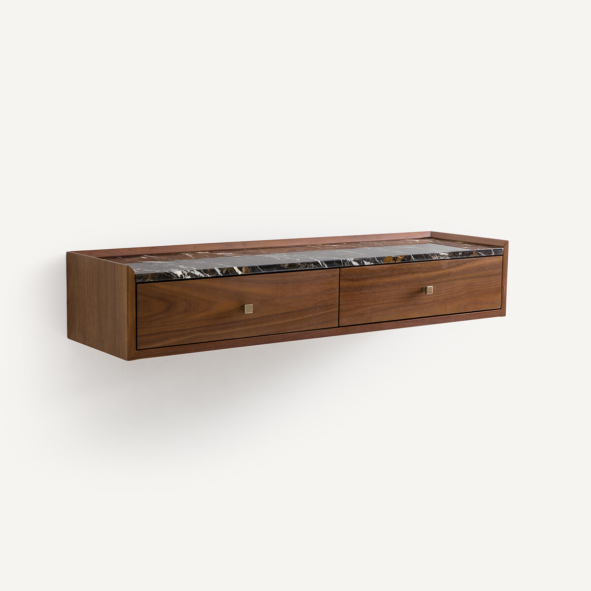 AM.PM<br>Console de parede com folheado de nogueira e mármore âmbar, Noham