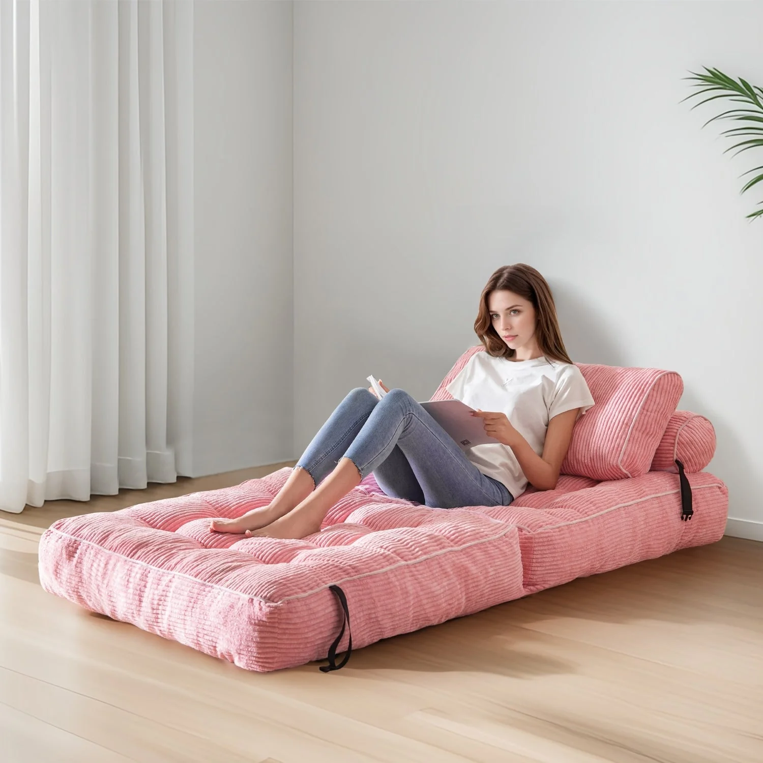 8 Corduroy Folding Couch Sofa Bed,Single